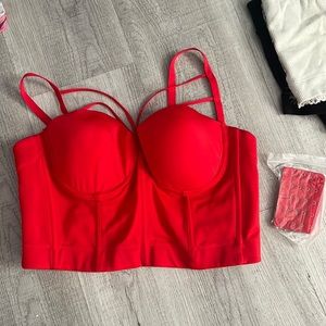 Red stewpot corset top